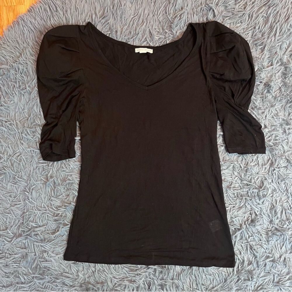 Melrose & Market Black Structured Puff Sleeve Top Size XS